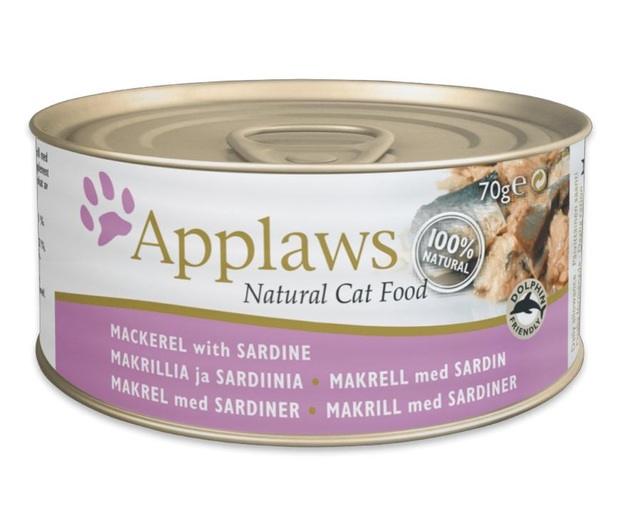 Applaws konserv kassidele, sardiini ja makrelliga, 70 g