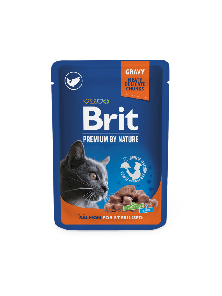 Brit Premium Salmon märgtoit steriliseeritud kassidele 100g pakend
