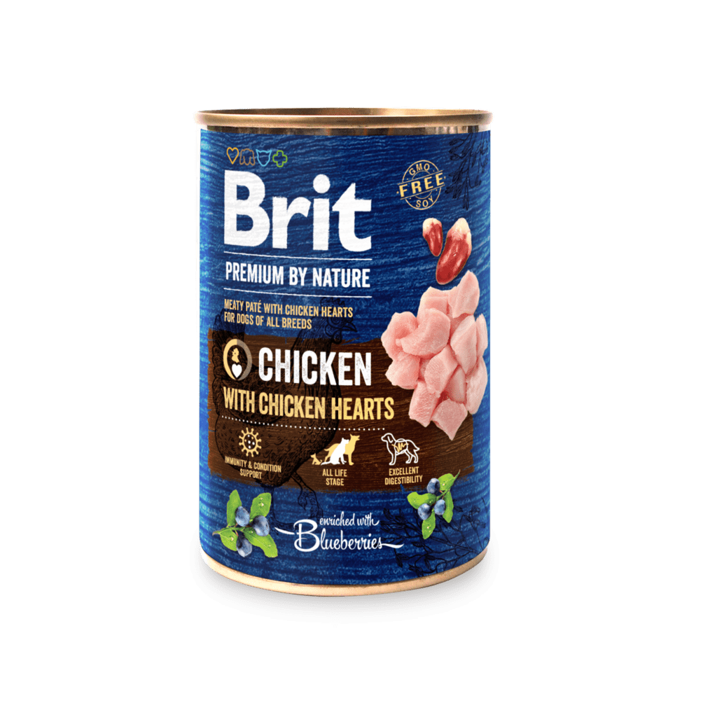 Brit Premium by Nature konserv Chicken with Hearts koertele 800g