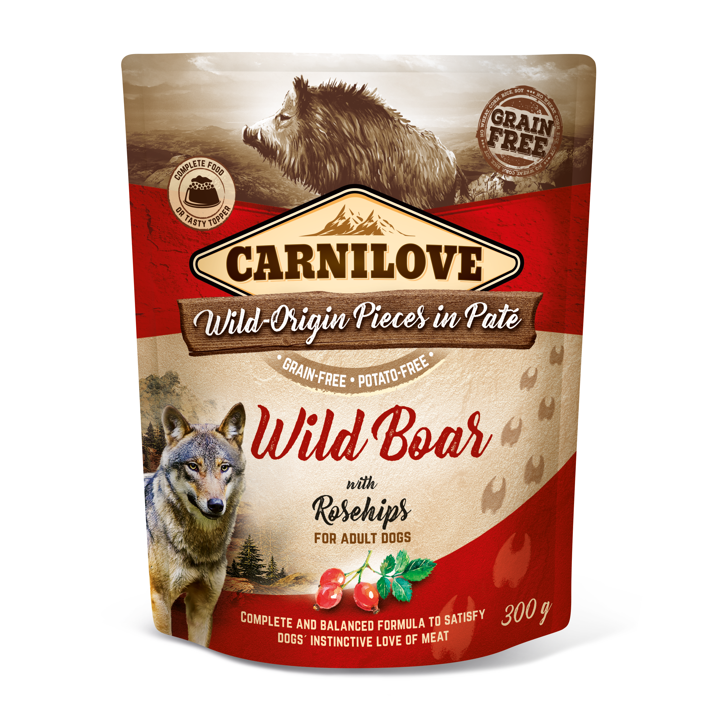 Carnilove Pouch Pate Wild Boar with Rosehips einekotike koertele 300g - Image 1