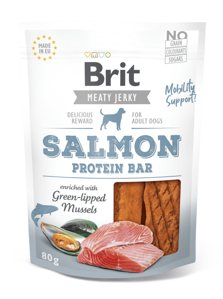 Brit Jerky Salmon Protein Bar Snack närimismaius koertele 80g