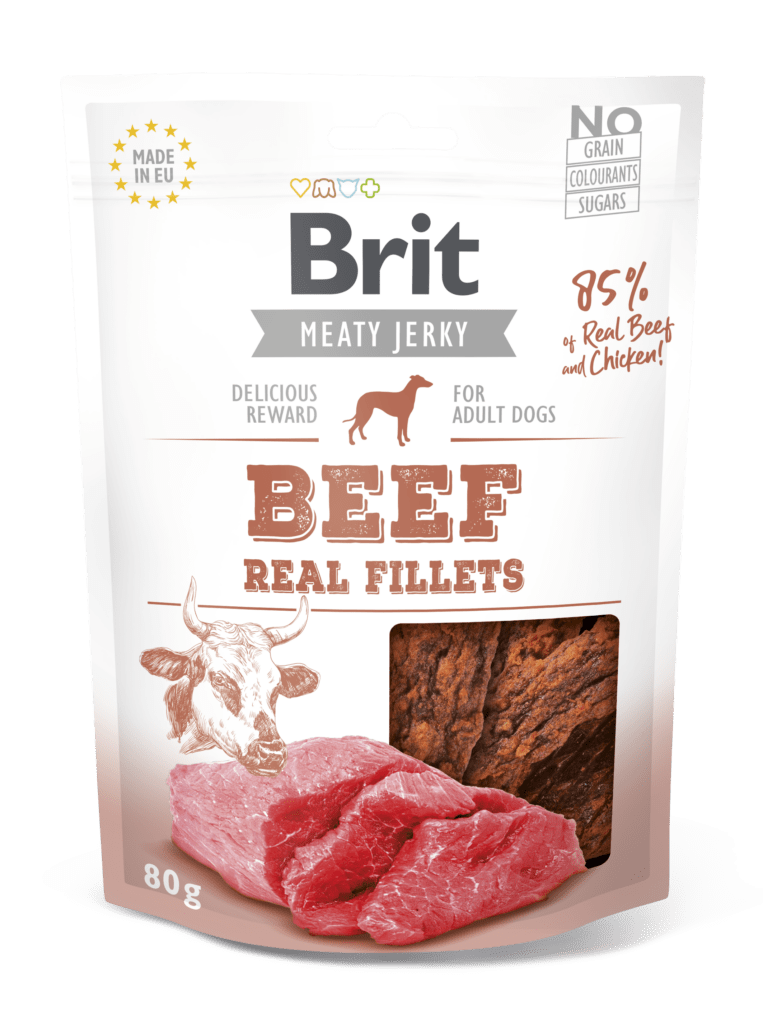 Brit Jerky Beef Real Fillets Snack närimismaius koertele 80g