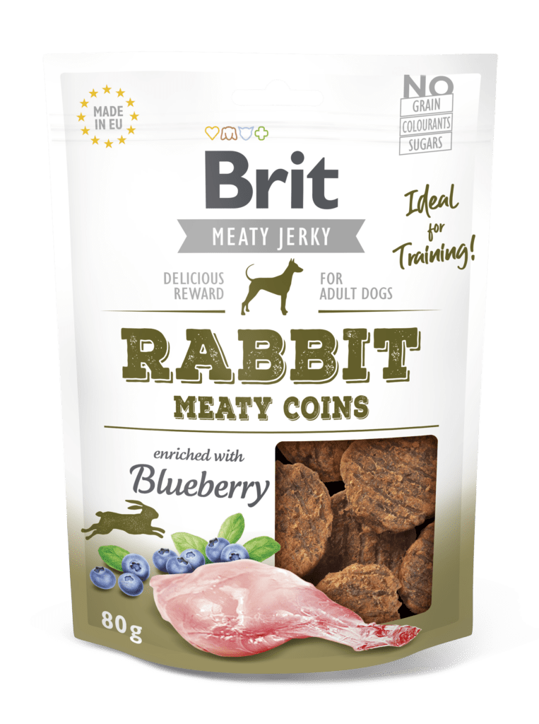 Brit Jerky Rabbit Meaty Coins Snack närimismaius koertele 80g