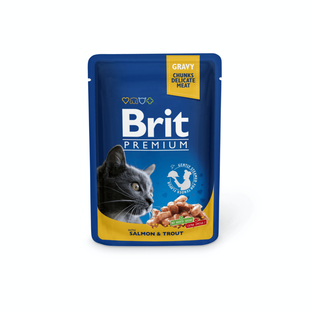 Brit Premium Salmon & Trout märgtoit kassidele 100g pakend