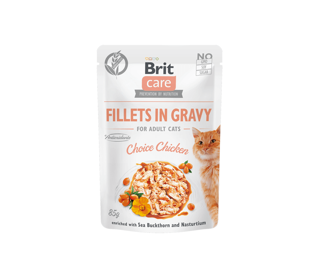 Brit Care Fillets in Gravy Choice Chicken märgtoit kassidele 85 g