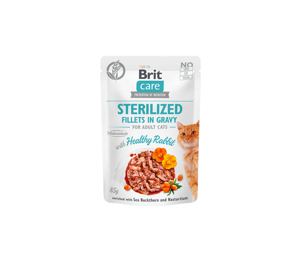 Brit Care Fillets in Gravy Healty Rabbit märgtoit steriliseeritud kassidele 85 g