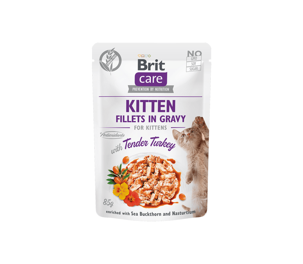 Brit Care Fillets in Gravy Turkey Kitten märgtoit kassipoegadele 85 g