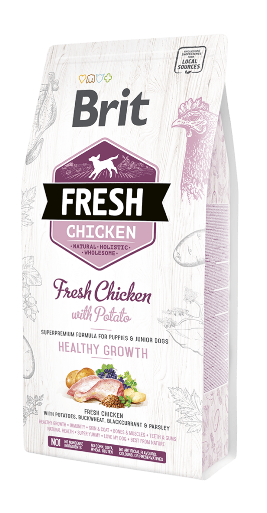 Brit Fresh täistoit värske kana ja kartuliga kutsikatele ja noorkoertele, 2,5 kg