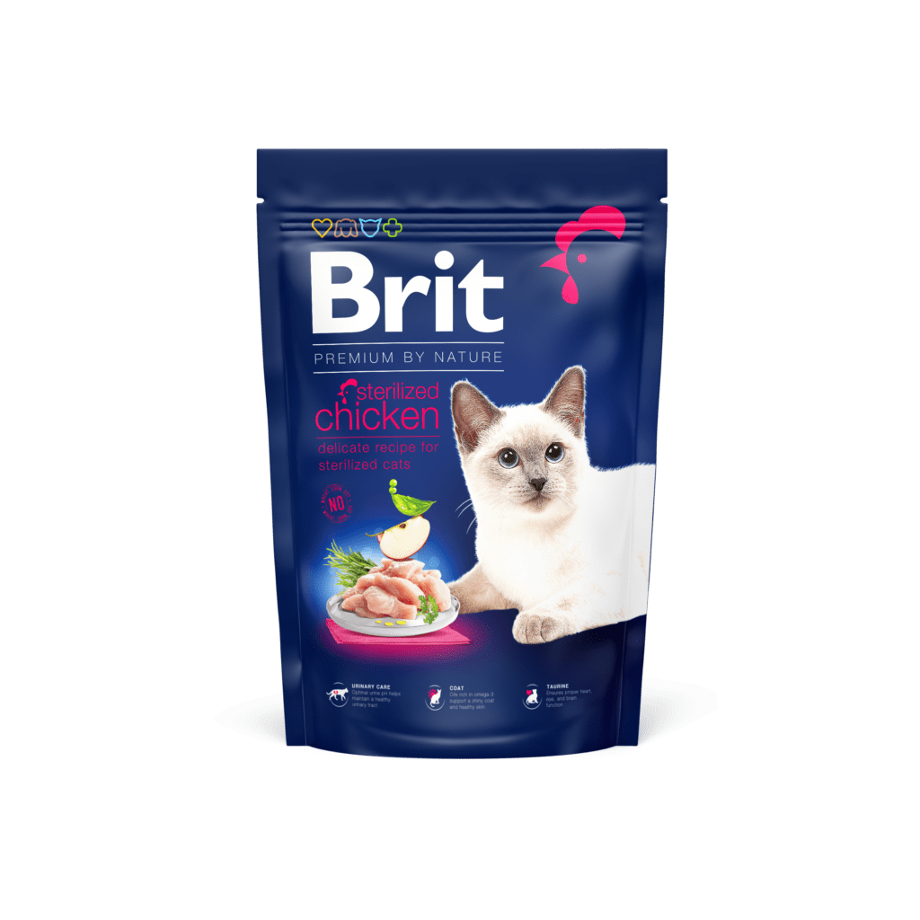 Brit Premium täissööt kanaga steriliseeritud kassidele, 1,5 kg