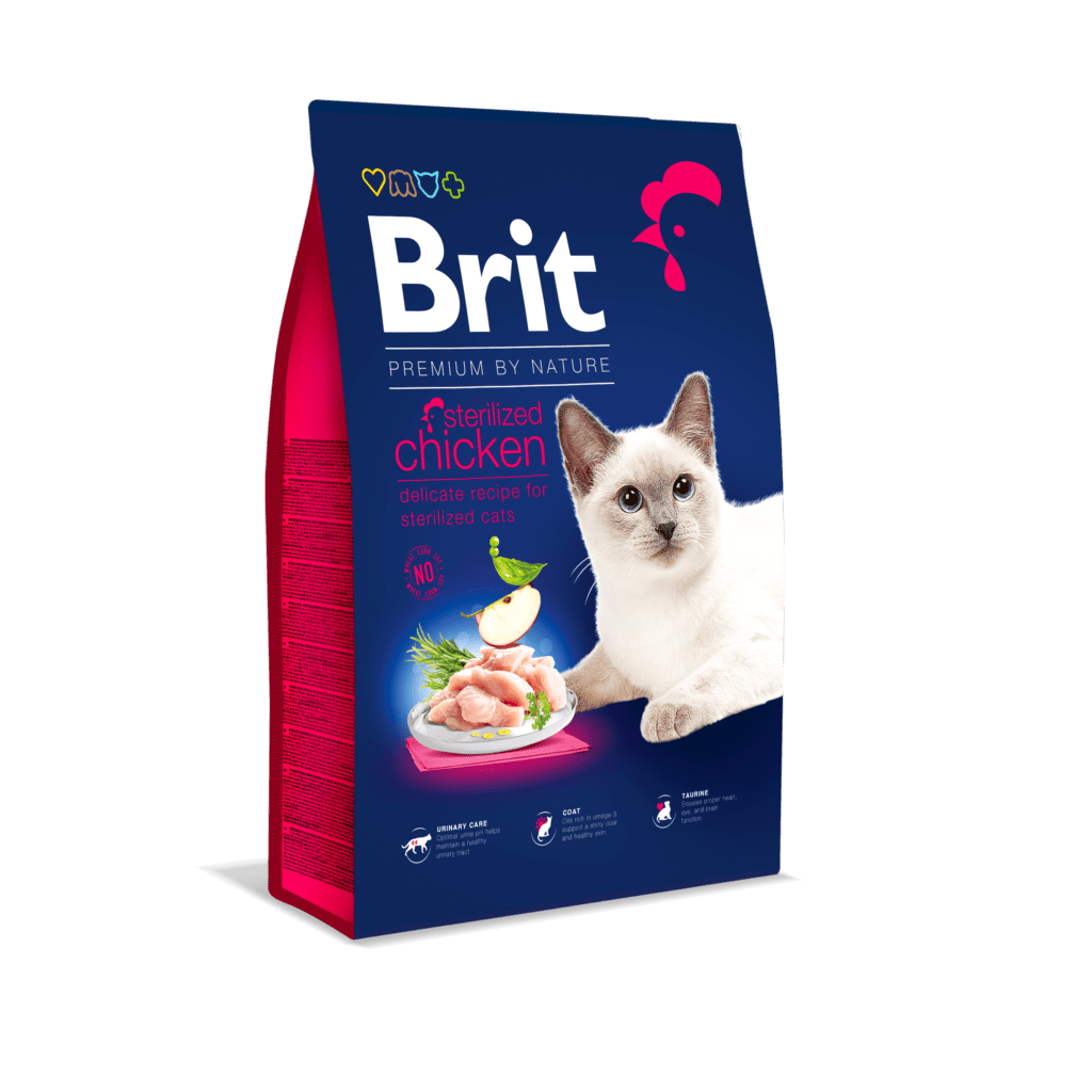 Brit Premium täissööt kanaga steriliseeritud kassidele, 8 kg