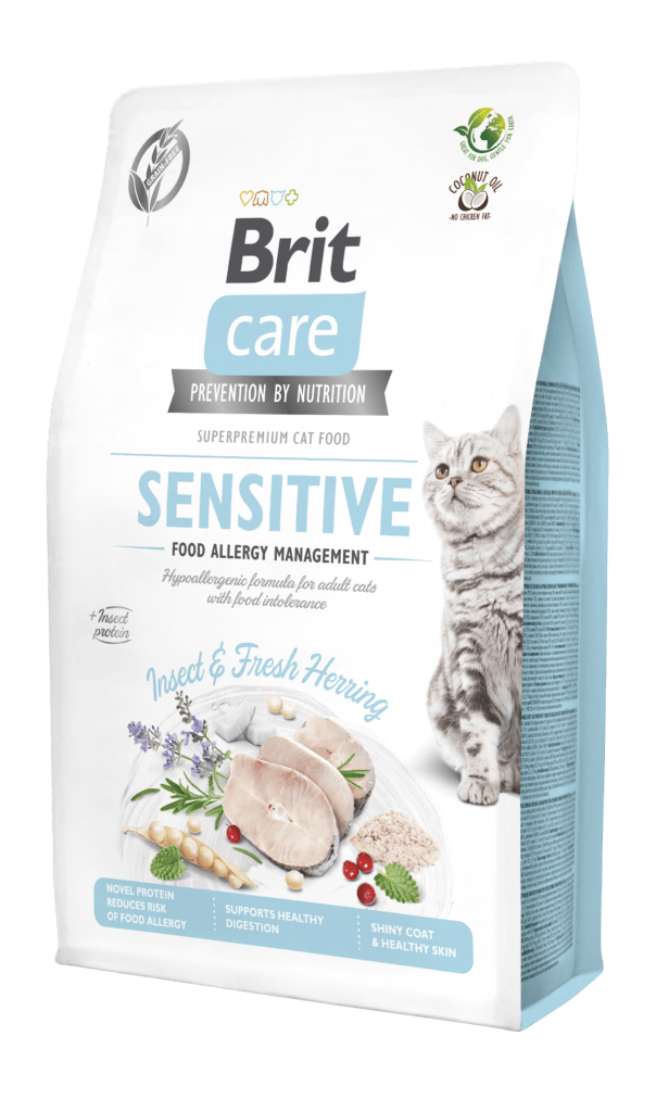 Brit Care hüpoallergeenne täistoit putukavalgu ja värske heeringaga toidutalumatusega täiskasvanud kassidele, 2 kg