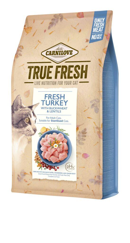 Carnilove True Fresh kalkuniga teravilja- ja kartulivaba täissööt täiskasvanud ja steriliseeritud kassidele, 4,8 kg