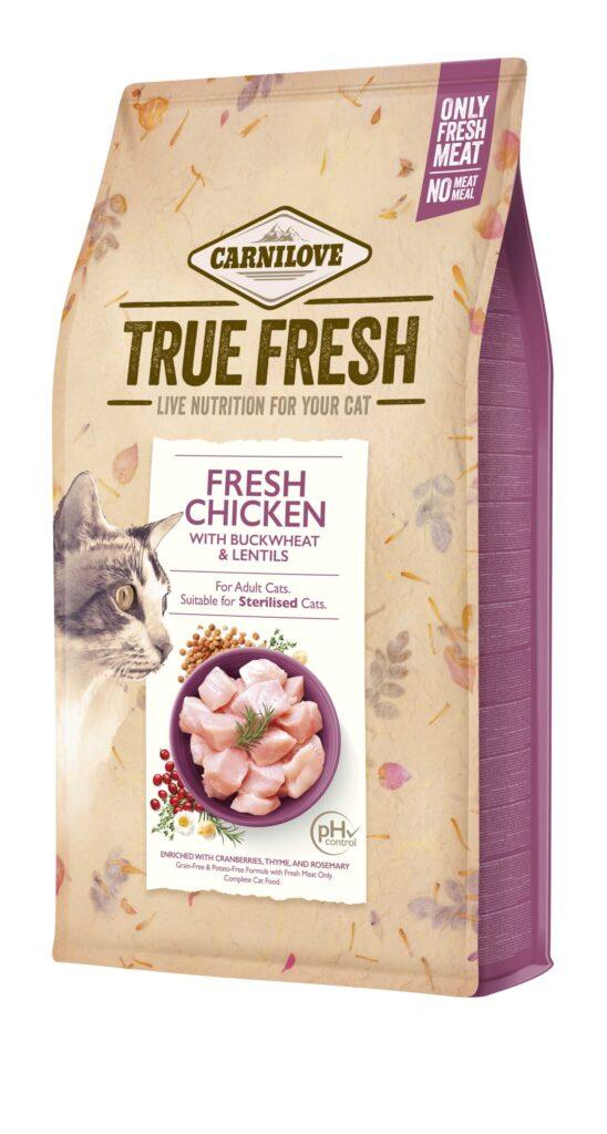 Carnilove True Fresh kanaga teravilja- ja kartulivaba täissööt täiskasvanud ja steriliseeritud kassidele, 1,8 kg