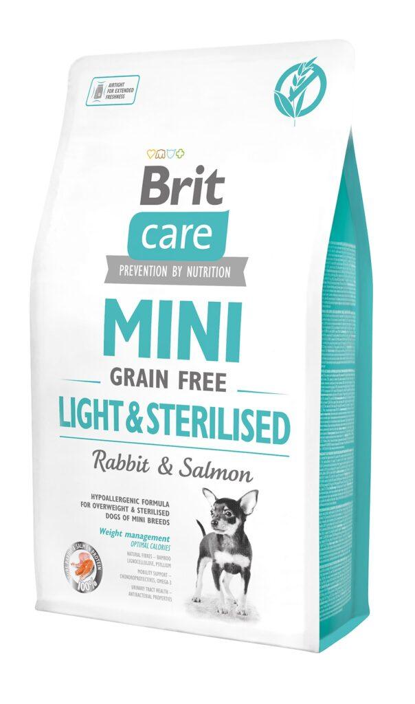 Brit Care Mini teraviljavaba täisväärtuslik toit steriliseeritud ja ülekaalulistele väikest tõugu koertele jäneseliha ja lõhega, 2 kg