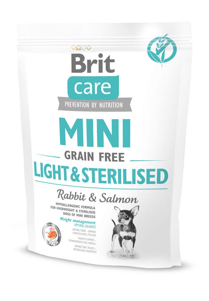 Brit Care Mini teraviljavaba täisväärtuslik toit steriliseeritud ja ülekaalulistele väikest tõugu koertele jäneseliha ja lõhega, 0,4 kg