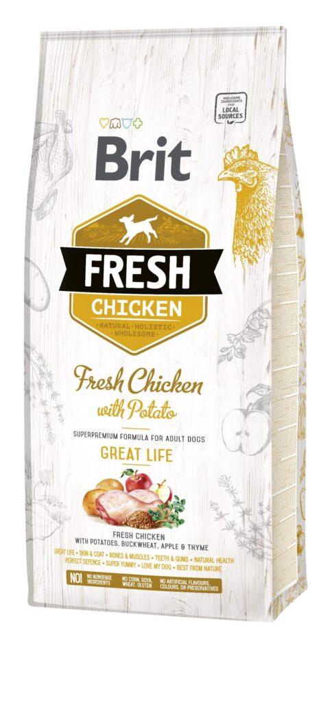 Brit Fresh täistoit värske kana ja kartuliga täiskasvanud koertele, 12 kg