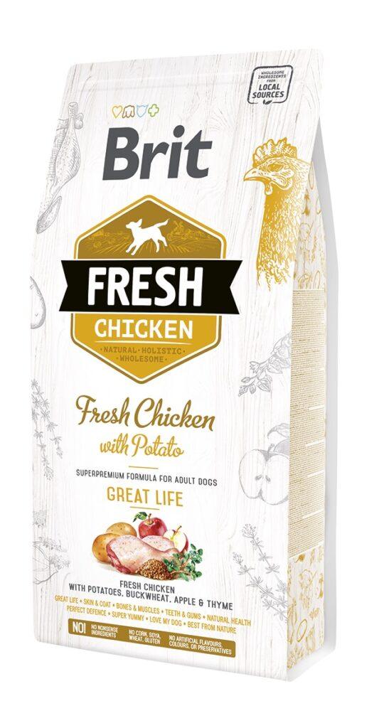 Brit Fresh täistoit värske kana ja kartuliga täiskasvanud koertele, 2,5 kg