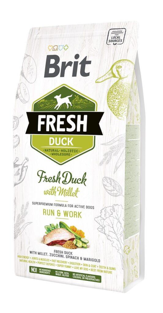 Brit Fresh täistoit värske pardiliha ja hirsiga täiskasvanud aktiivsetele koertele, 2,5 kg