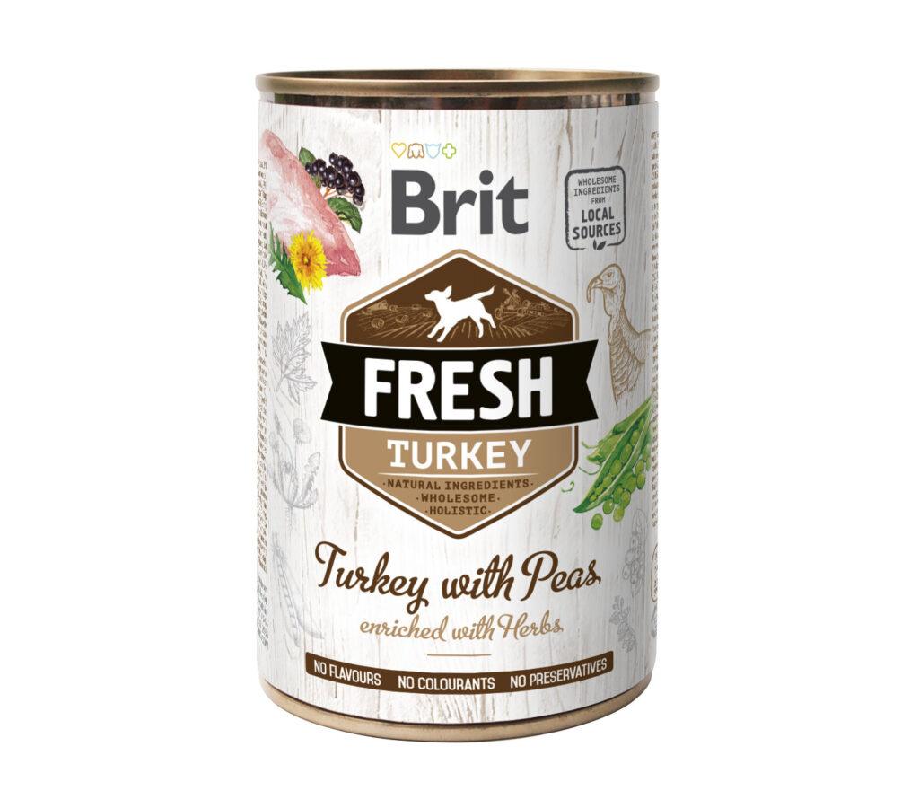 Brit Fresh konserv koertele kalkuniliha ja hernestega. pakend