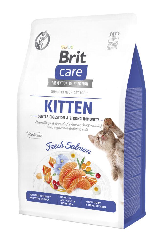 Brit Care teraviljavaba hüpoallergeenne täistoit värske lõhega kassipoegadele ning tiinetele ja imetavatele kassidele, 0,4 kg