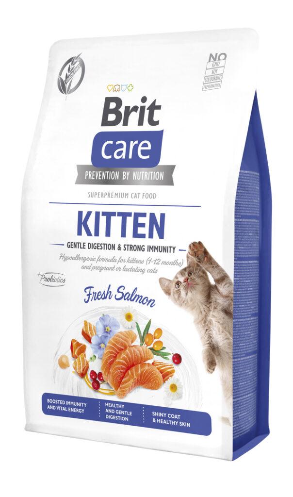 Brit Care teraviljavaba hüpoallergeenne täistoit värske lõhega kassipoegadele ning tiinetele ja imetavatele kassidele, 2 kg