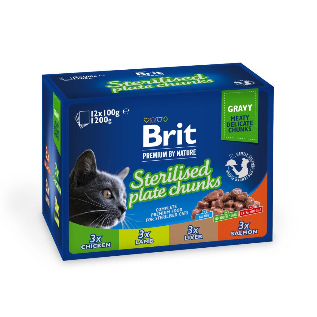 Brit Premium Sterilised Family multipakk märgtoit kassidele 12x100g 1,2 kg pakend