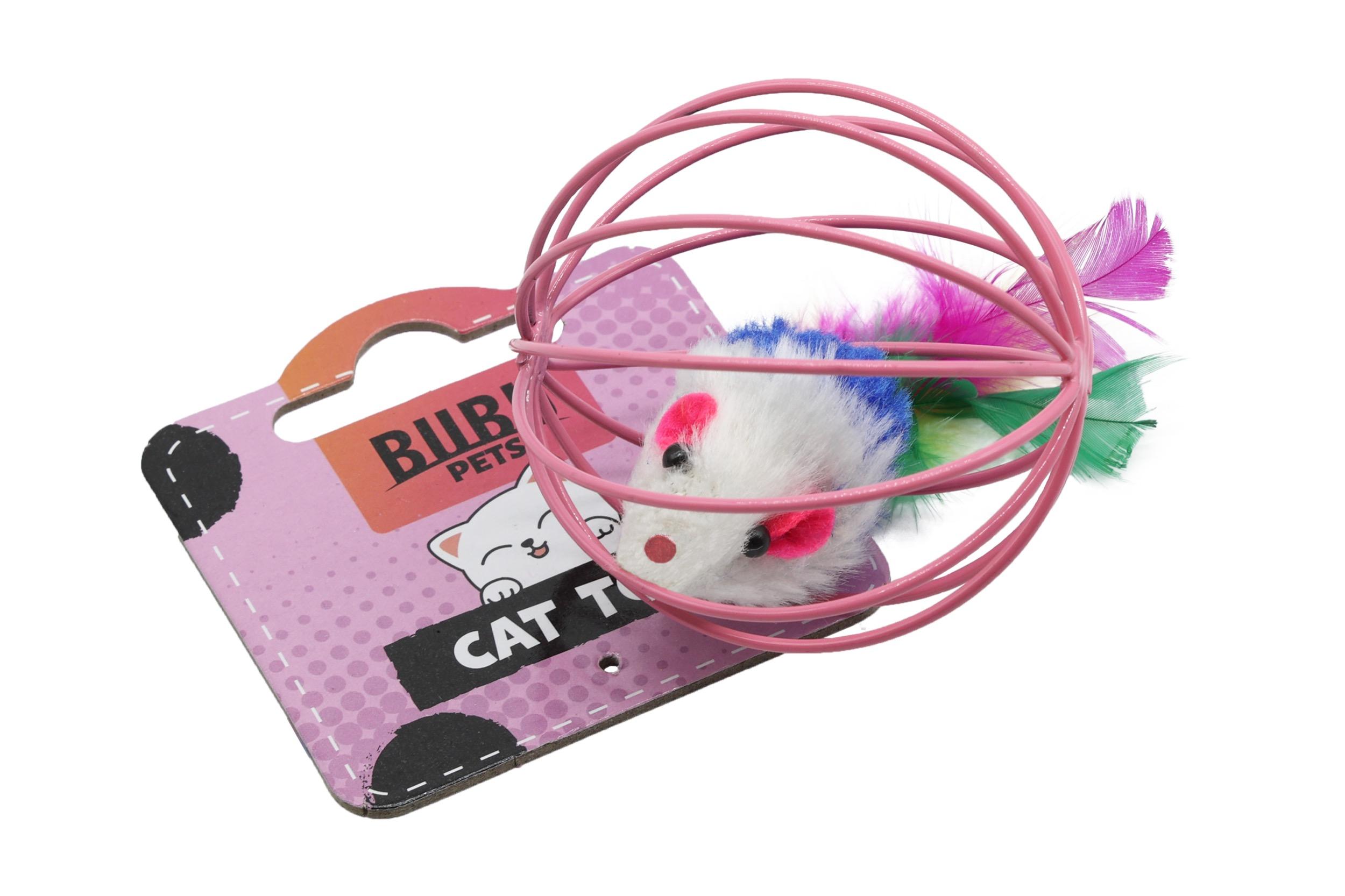 5905309286085.jpg Bubu Pets kassilelu hiir metallvõrepallis 6cm (assortii) - Image 1