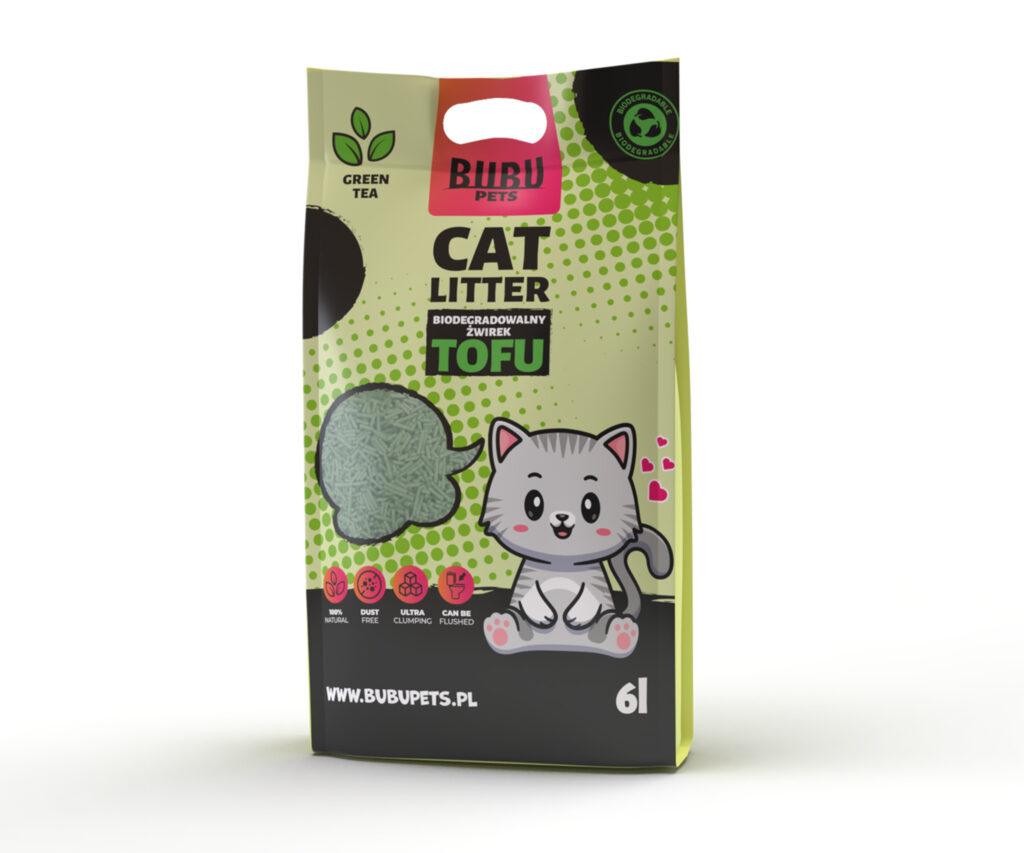 Bubu Pets rohelise tee lõhnaga tofu kassiliiv 2,5 kg / 6L pakend