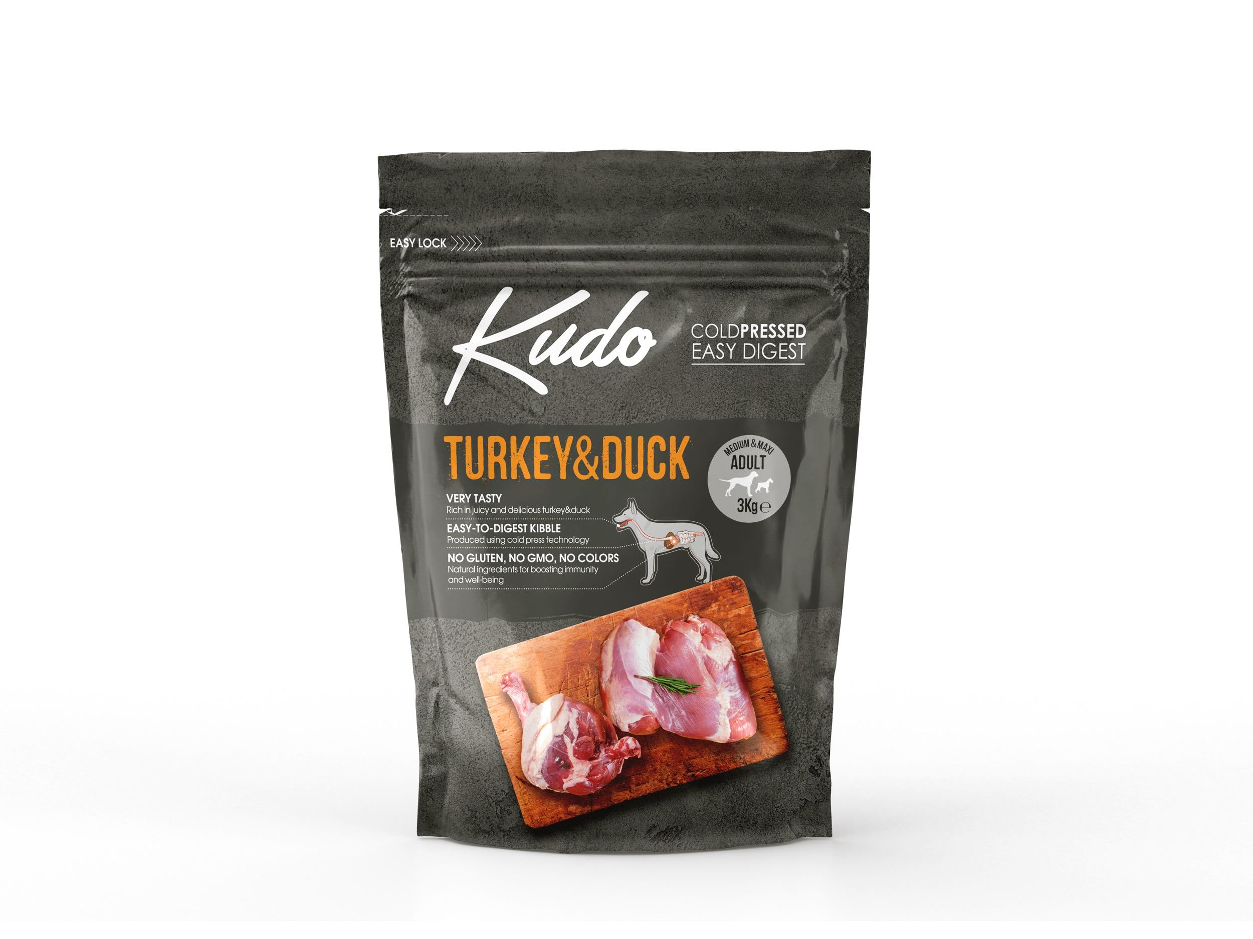 8606109019725.jpg Kudo Turkey & Duck külmpressitud koeratoit 3kg - Image 1