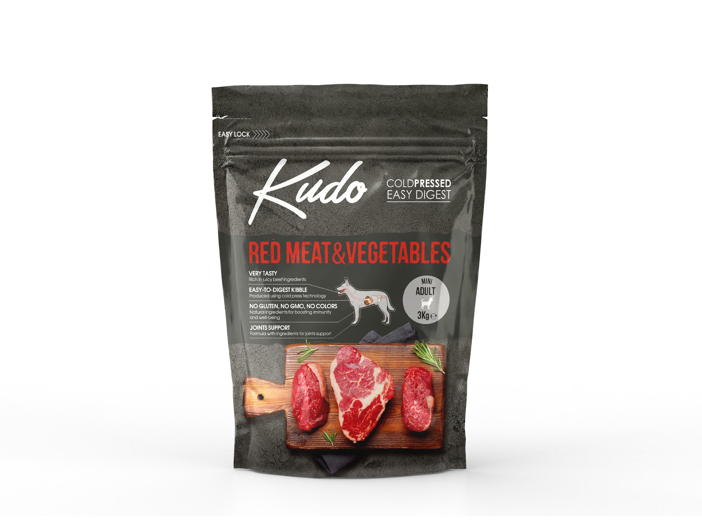 8606109019909.jpg Kudo Red Meat & Vegetables Mini külmpressitud koeratoit 3kg - Image 1