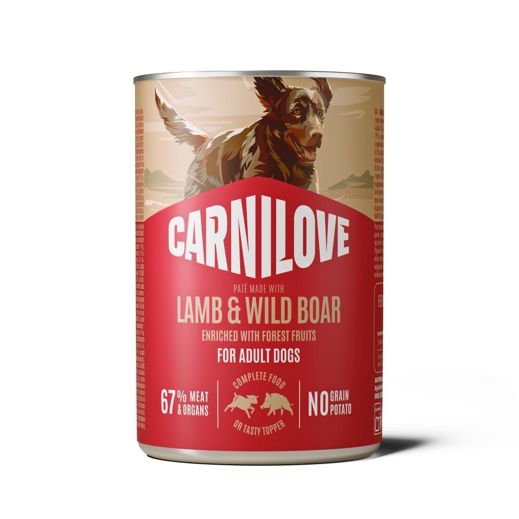 8595602582822.jpg Carnilove Lamb & Wild Boar konserv koertele 400g - Image 1