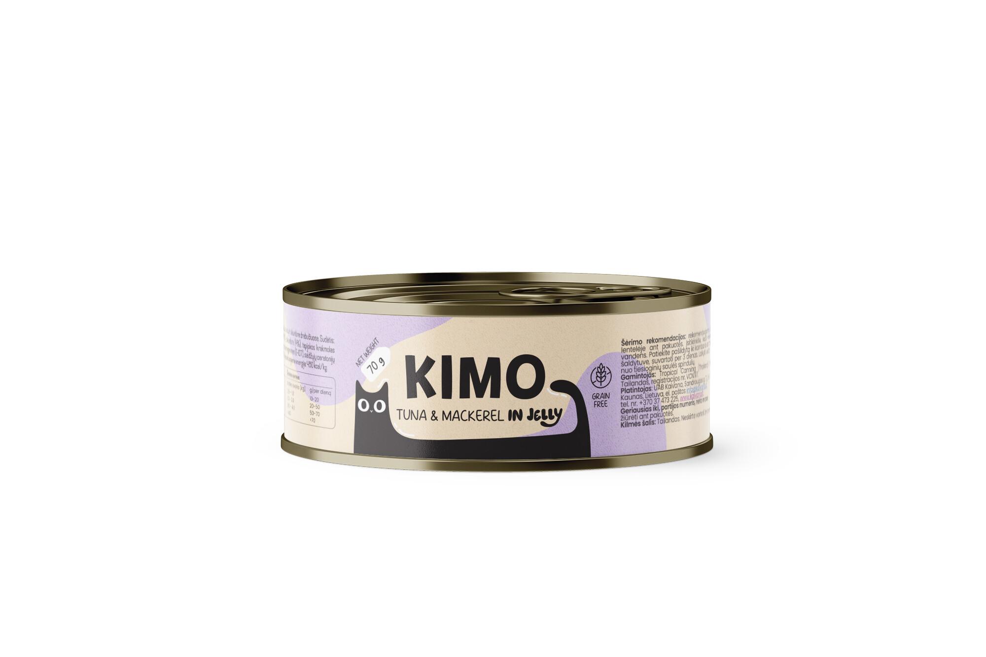 4779032180290.jpg Kimo Tuna & Mackerel in Jelly konserv kassidele 70g - Pilt 1