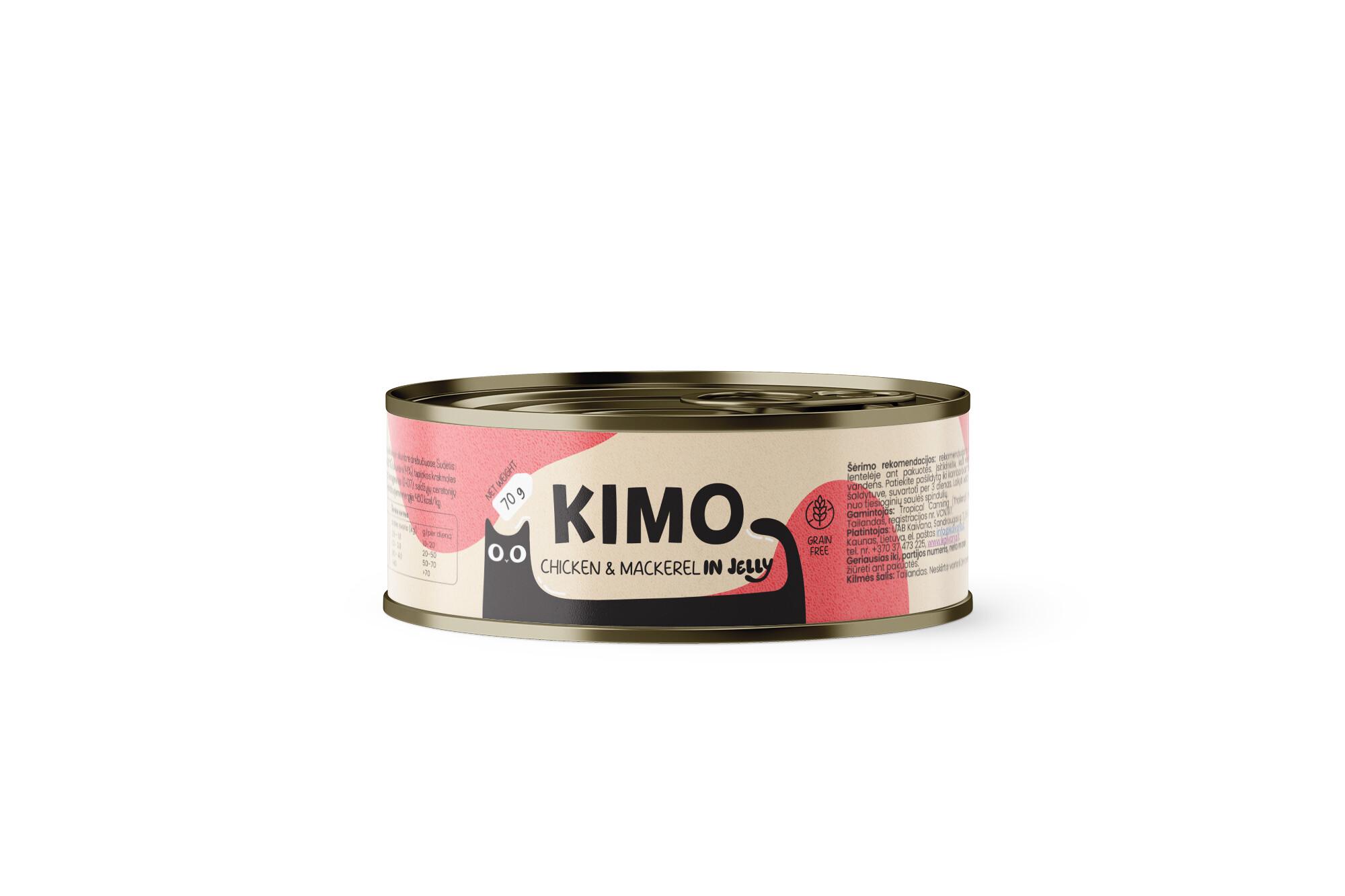 4779032180313.jpg Kimo Chicken & Mackerel in Jelly konserv kassidele 70g - Pilt 1