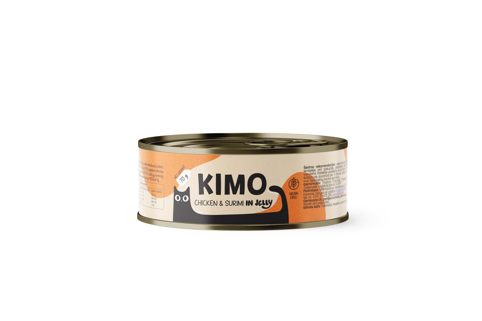 4779032180337.jpg Kimo Chicken & Surimi in Jelly konserv kassidele 70g - Pilt 1