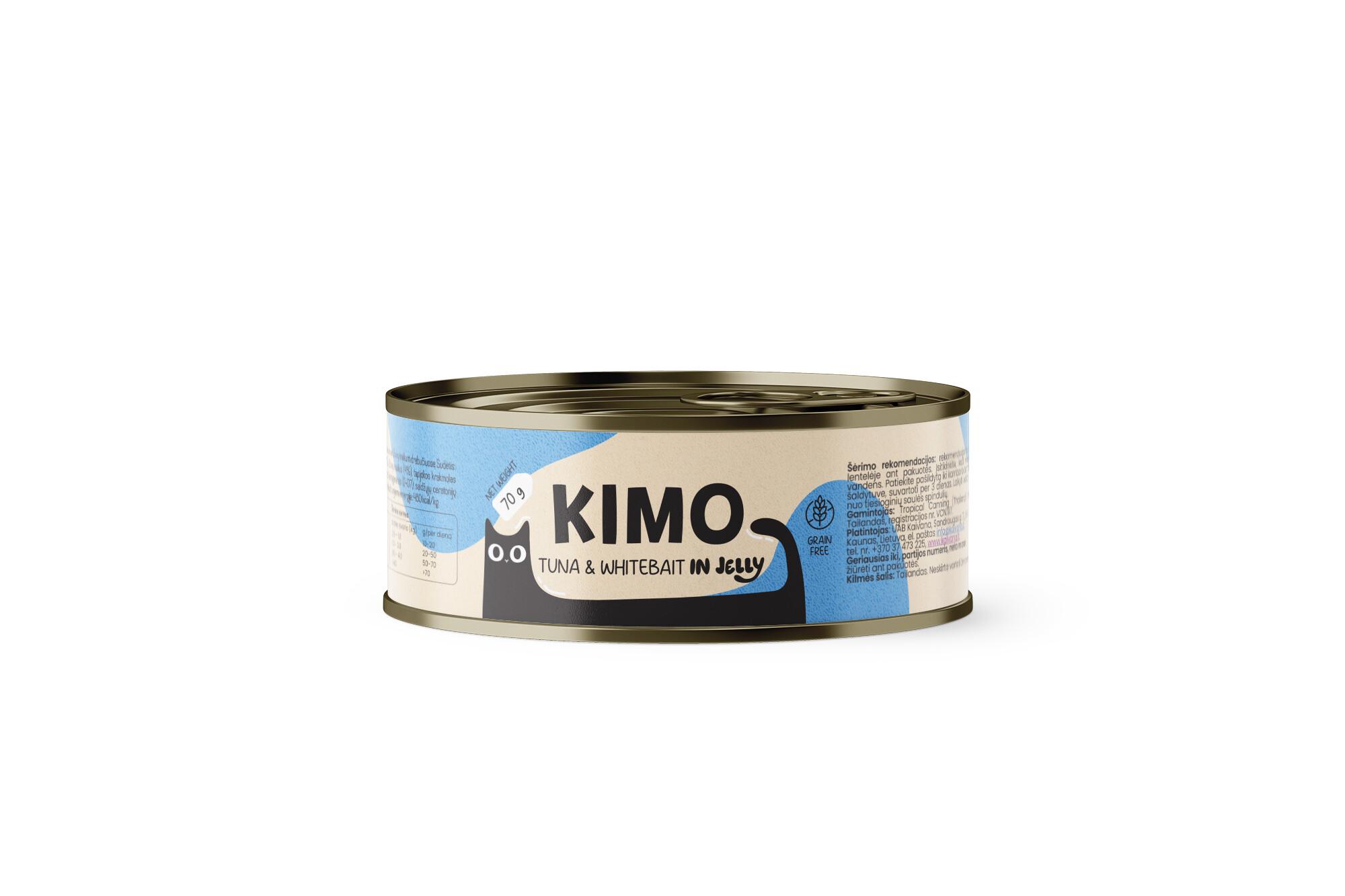 4779032180344.jpg Kimo Tuna & Whitebait in Jelly konserv kassidele 70g - Pilt 1