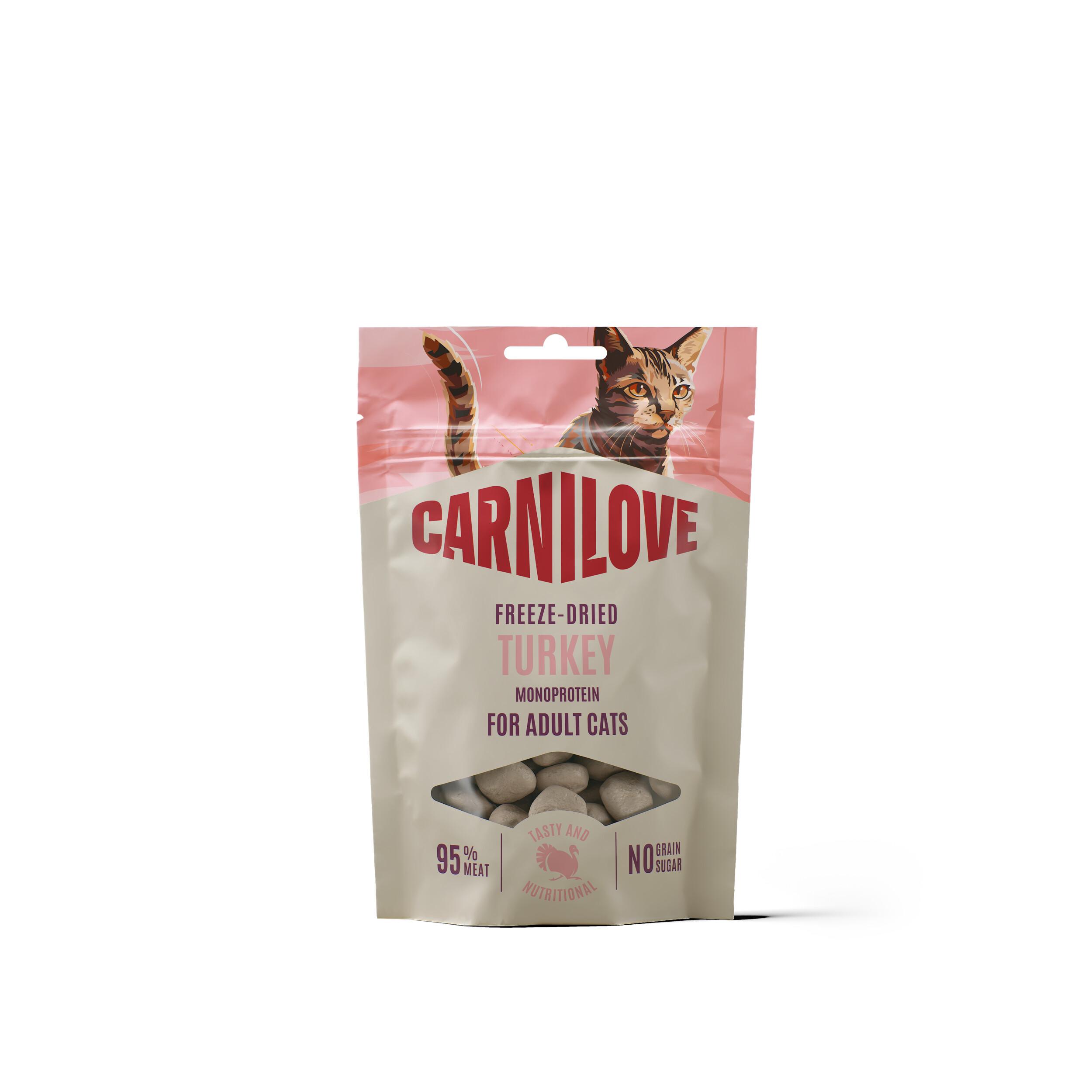 8595602584376.jpg Carnilove külmkuivatatud maius Turkey kassidele 40g - Pilt 1