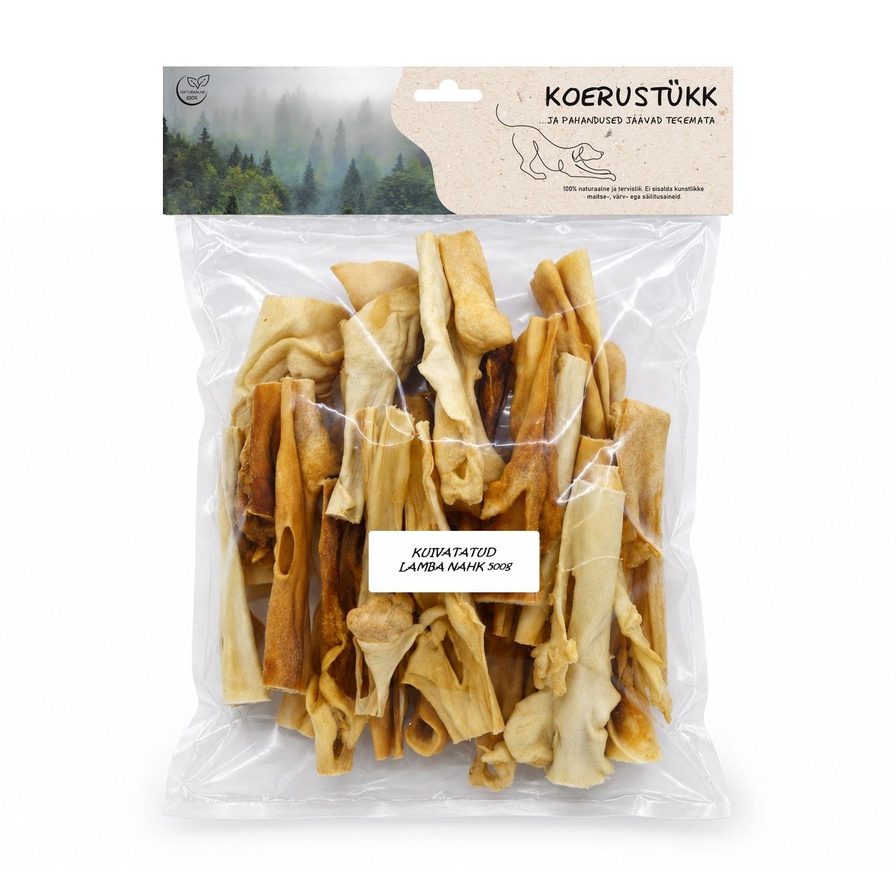 722777195498.jpg Koerustükk kuivatatud lamba nahk koerale 500g - Pilt 1